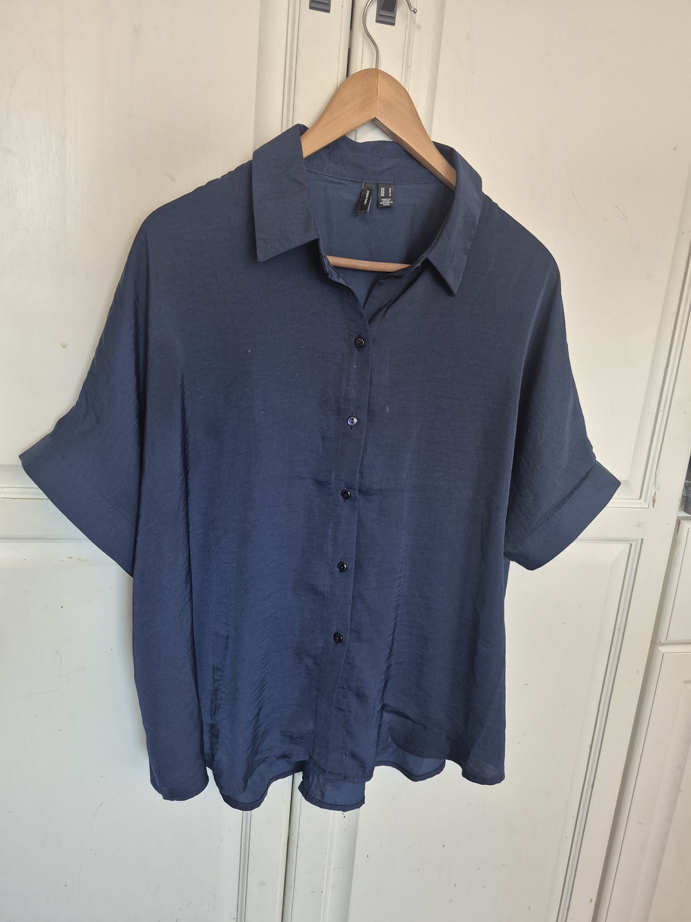 Vero Moda Navy Short-Sleeve Button-Down Shirt
